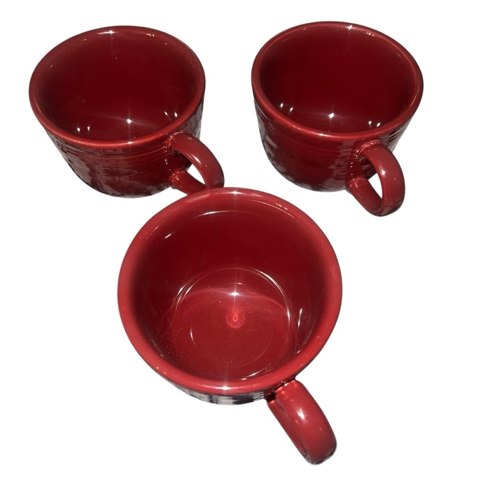 EUC Fiesta Retired Classic 7 3/4 OZ Tea Cup Set of 3 Cinnabar Red Jewel Tone